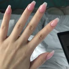 pink acrylic powder nails by angel