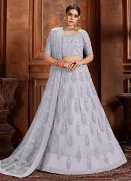 Shot by the wedding salad, mumbai. Buy Grey Net Wedding Wear Pearls Work Lehenga Choli Online From Wholesale Salwar