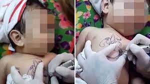Il a été tatoué par ses parents il y a environ 3 mois. La Video D Un Bebe Qui Se Fait Tatouer De Force Sur Le Ventre Fait Scandale Sur Facebook