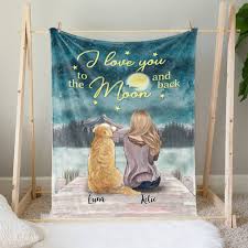 Check out our custom pet blanket selection for the very best in unique or custom, handmade pieces from our blankets & throws shops. Personalized Fleece Blanket Girl And Dogs I Love You To The Moon And Back