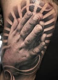 Black And White Realism Tattoo Praying Hands Tattoos Praying Hands Tattoo Black And Grey Tattoos White Tattoo