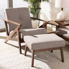 The arms have a nice graceful curve that i think really makes this chair stand out from all the others. Baxton Studio Bianca Mid Century Modern Walnut Wood Light Grey Fabric Tufted Lounge Chair Ottoman Set Bianca Light Grey Walnut Brown 2pc Set