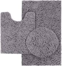 Kohl's offers a great selection of bathroom rug sets to dry your feet and create an effortless, coordinated look in your bathroom. Amazon Com Homeideas 3 Pieces Grey Bathroom Rugs Set Ultra Soft Non Slip Bath Rug And Absorbent Chenille Bath Mat Includes U Shaped Contour Rug Bath Mat And Toilet Lid Cover Perfect For Bathroom