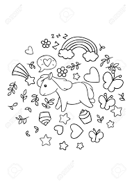 Download and print for free. Coloring Pages Black And White Cute Kawaii Hand Drawn Horse Royalty Free Cliparts Vectors And Stock Illustration Image 144305875