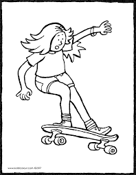 Coloring is a fun way for kids to be creative and learn how to draw and use the colors. Girl On Skateboard Kiddicolour