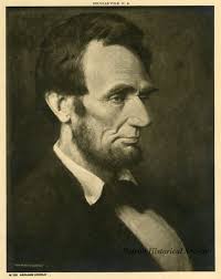 On February 12, 1809, President Abraham Lincoln was born in Hodgenville,  KY. This 1908 profile portrait painting of Lincoln by Douglas Volk was  printed by the Detroit Publishing Company and is housed