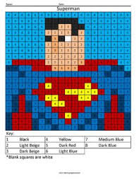 Superhero Color By Number Coloring Squared Math Pictures Color Graphing Coding For Kids