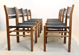 For Sale Unique Set Of 8 Oak Saddle Leather Scandinavian Chairs 1960s Vntg Vintage In 2020 Scandinavian Chairs Walnut Dining Chair Wood Dining Chairs
