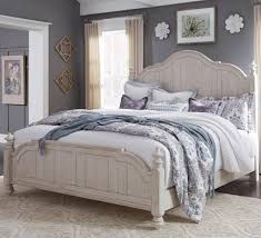 Light grey polyester on the headboard provides a soft, homey resting spot for your head. Liberty Furniture Farmhouse Reimagined King Poster Bed In Antique White Est Ship Time Is 4 Weeks