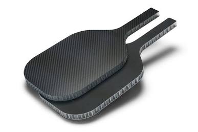 Interior polypropylene honeycomb core and carbon fiber face construction, AI generated