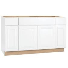 Hampton Bay 60x34 5x24 In Hampton Sink Base Cabinet In Satin White Ksb60 Sw At The Home Depot Base Cabinets Kitchen Base Cabinets Kitchen Cabinets