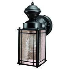 Heath Zenith Shaker Cove Mission 150 Black Motion Sensing Outdoor Wall Lantern Sconce Hz 4135 Bk The Home Depot