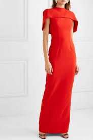 Red Kalika Cape Effect Crepe Gown Safiyaa In 2020 Maid Of Honour Dresses Gowns Black Cocktail Dress