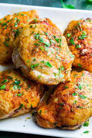 Juicy Oven Baked Chicken Thighs The Kitchen Girl Recipe Baked Chicken Thighs Chicken Thigh Recipes Baked Easy Chicken Recipes