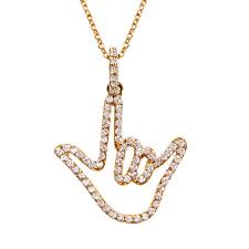 Yellow Gold Love Sign Necklace With Diamonds Pendant Love Signs Fine Jewelry Designers