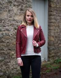 The Red Burgundy Leather Jacket With Burgundy Boots I M Sat Here Checking Out My Window Regularly Because Of The Leather Jacket Burgundy Leather Jacket Jackets