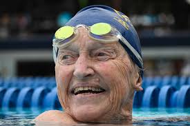 Joan Campbell took up competitive swimming at the age of 59. Now 92, she  proves that age is just a number and that it's never too late to start!  Campbell is a