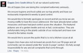 Complaints may be filed against both pest control companies and pest control licensees. Update Doppio Zero Say Insects At Restaurant Were Beetles And Not Cockroaches Sandton Chronicle