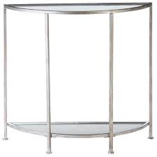 Entry and console tables can serve many purposes around your home, in just about every room. Home Decorators Collection Bella 32 In Aged Silver Clear Standard Half Circle Glass Console Table With Storage 9966900250 The Home Depot