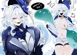 genshin impact, furina (genshin impact), hydro slime (genshin impact),  kurenaiz1, blue eyes - R34 Vault