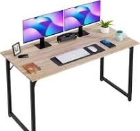 PayLessHere | 47 Inch Computer Desk | Nature | Office Desk with Metal  Frame, Adjustable Feet | Water-Resistant, Scratchproof Surface | Sturdy  Writing ...
