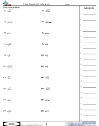 Some of the worksheets for this concept are math 6 notes name, square roots date period, estimate square roots, concept 14 square roots, squares and square roots work, squares and square roots work pdf, approximating square roots, grade 9 math unit 1 square roots and surface. Using Square And Cube Roots Worksheet Free Commoncoresheets