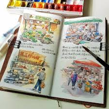 Mix your paints the geoff kersey way with his watercolour palette! Pin By Pandanana Gkp On A1 Sketch Book Travel Art Journal Art Sketchbook