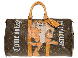 Free shipping and returns on all us orders. Louis Vuitton Louis Vuitton Keepall Bag 45 In Custom Monogram Canvas Mickey Vs Taz By Patbo Travel Bag Leather Cloth Brown Ref 168651 Joli Closet