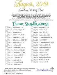 August 2019 Scripture Writing Plan Steadfastness Scripture Writing Plans Writing Plan Bible Study Scripture