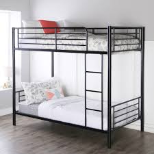 A single over double bunk bed with stairs offer your kids a safer access to get to the top bunk. Premium Twin Over Twin Black Metal Bunk Bed By Manor Park Walmart Com Walmart Com