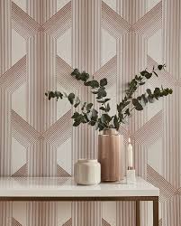 Lagom Geo White Rose Gold Wallpaper Gold Wallpaper Rose Gold Wallpaper Best Wall Colors