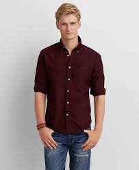 Aeo Oxford Button Down Shirt Burgundy American Eagle Outfitters Shirt Outfit Men Mens Shirt Dress Maroon Dress Shirt