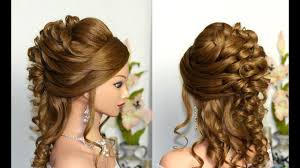 If you want to add a little more detail to your curled wedding style, try this french braiding to put your bangs into place. Curly Wedding Prom Hairstyle For Long Hair Youtube