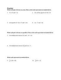 Write Equivalent Expressions Using Identity And Inverse Worksheet