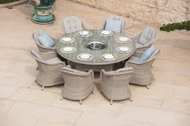 Enhance your backyard space with your own fire pit or outdoor fireplace. Oxford Outdoor Round Dining Table With Firepit Alfresco Dining Sets Garden Hadley Rose