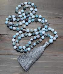 Larimar Necklace Larimar Mala Dominican Larimar Mala Bead Etsy Larimar Necklace Mala Bead Necklace Beaded Necklace