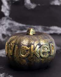 And it looks like this. Gold Patina Spooky Word Painted Pumpkin The Craft Patch