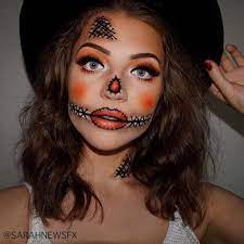 23 Easy Halloween Costumes Using Only Makeup Halloween Makeup For Kids Halloween Makeup Diy Scarecrow Halloween Makeup