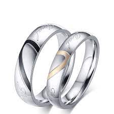 Titanium Steel Heart Shaped Couple Rings Men Women Wedding Rose Gold Black Band Ebay Wedding Ring Bands Silvery Rings Mens Wedding Rings