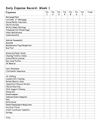 Monthly Expense Report Template Daily Expense Record Week