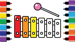 How To Draw Colourful Xylophone - Drawing And Colouring Book For Kids Fun -  Youtube