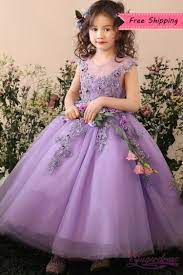 149 Free Shipping Ball Gown Wisteria Flower Girl Dress With Flowers Beading Gowns For Girls Flower Girl Dresses Little Girl Dresses