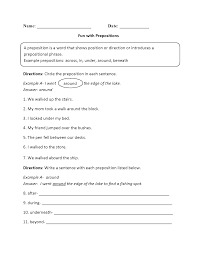 Prepositional Phrases Worksheets Fun With Prepositions Worksheet Prepositional Phrases Preposition Worksheets Grammar Worksheets