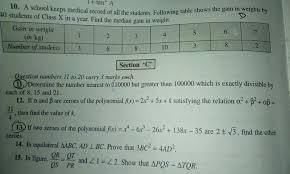 Tấn, tạ, yến, kilôgam (kg)… là những đại lượng đo rất phổ biến. Ques No 11 And 13 1 Tan A 10 A School Keeps Medical Record Of All The Students Maths Polynomials 11684427 Meritnation Com