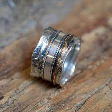 Wedding Ring Spinning Ring Fidget Ring Gold Silver Band Etsy Statement Rings Spinning Rings Silver Band