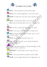 Sea project level and group 4th graders number of children: The Rainbow Fish Playscript Esl Worksheet By A L I C E