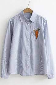 Will you be doing any tips for how to create quilt blocks using an embroidery machine? Striped Plain Embroidery Pocket Rabbit Carrot Single Breasted Lapel Button Down Shirt Beautifulhalo Com