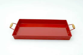 Stainless steel with enamel coating • white with blue trim • vitreous, double coated enamel is stain and initial mistake handled very well. Tray Enamel Red Watsons Catering