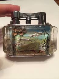 Rare Antique Dunhill Aquarium Table Lighter 1950 S Hand Painted Fish Lucite Rare Antique Antiques Fish Painting
