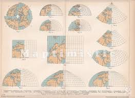 Review Of Map Projections 1899 Map World Cartography Projections Antique Map German Map Antique Maps